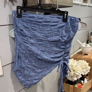 Blue Textured Asymmetrical tube top